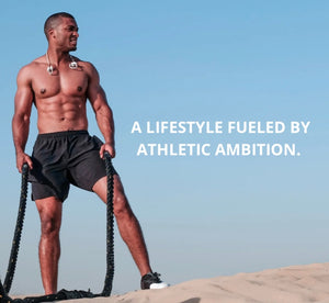 athletic man with slogan: a lifestyle fueled by athletic ambition