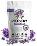 Recovery bath soak with lavender flowers for inflammation and sore muscles. (Product: RECOVERY BATH SOAK: CALMING LAVENDER, Brand Name: SELF-LOVE AND FITNESS)